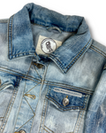 M Blue Jean Jacket with Reflective Evil Eye
